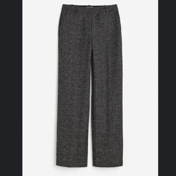 NWT H&M Women's Straight Leg Loose Fit Dress Pants in Black Melange Woven 8 - Picture 1 of 7